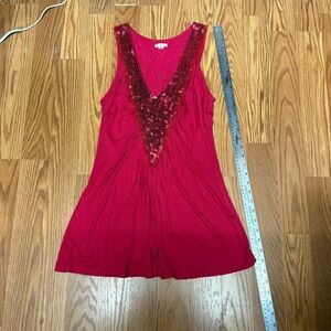 Studio‎ Y Red Sequin V-Neck Tank Top
